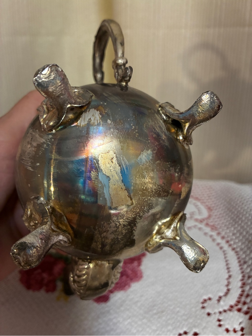 Vintage Ornate Silverplate Mini Teapot Footed Victorian style hinged lid - Picture 13 of 15